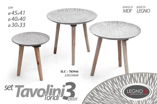 Set tris tavolini tavolo piedi - set,